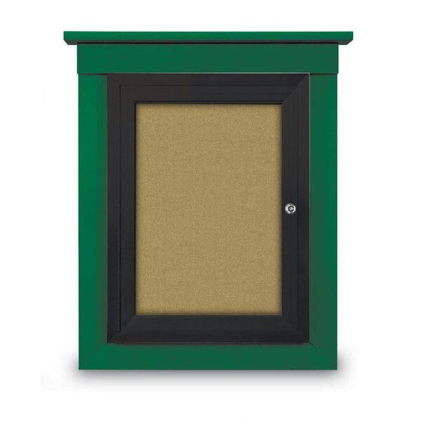 60"x48" 2-Door Enclosed Letterboard, Header, Black Felt/Walnut